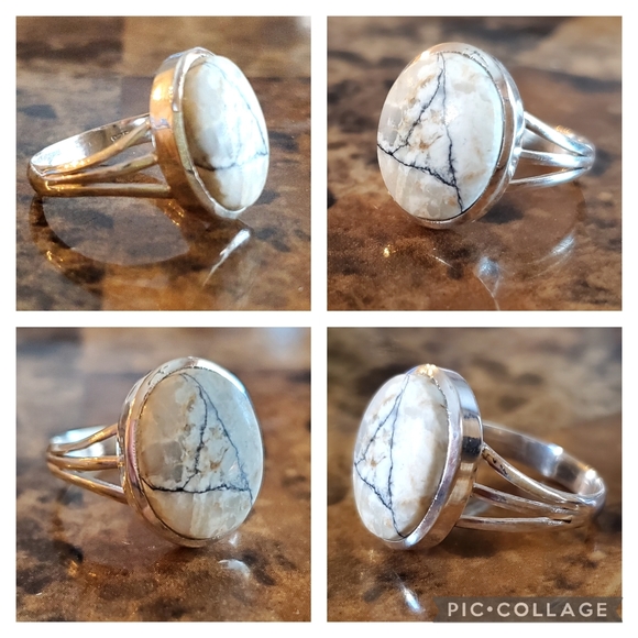 Genuine White Buffalo Turquoise Ring Size 8 - Picture 7 of 8